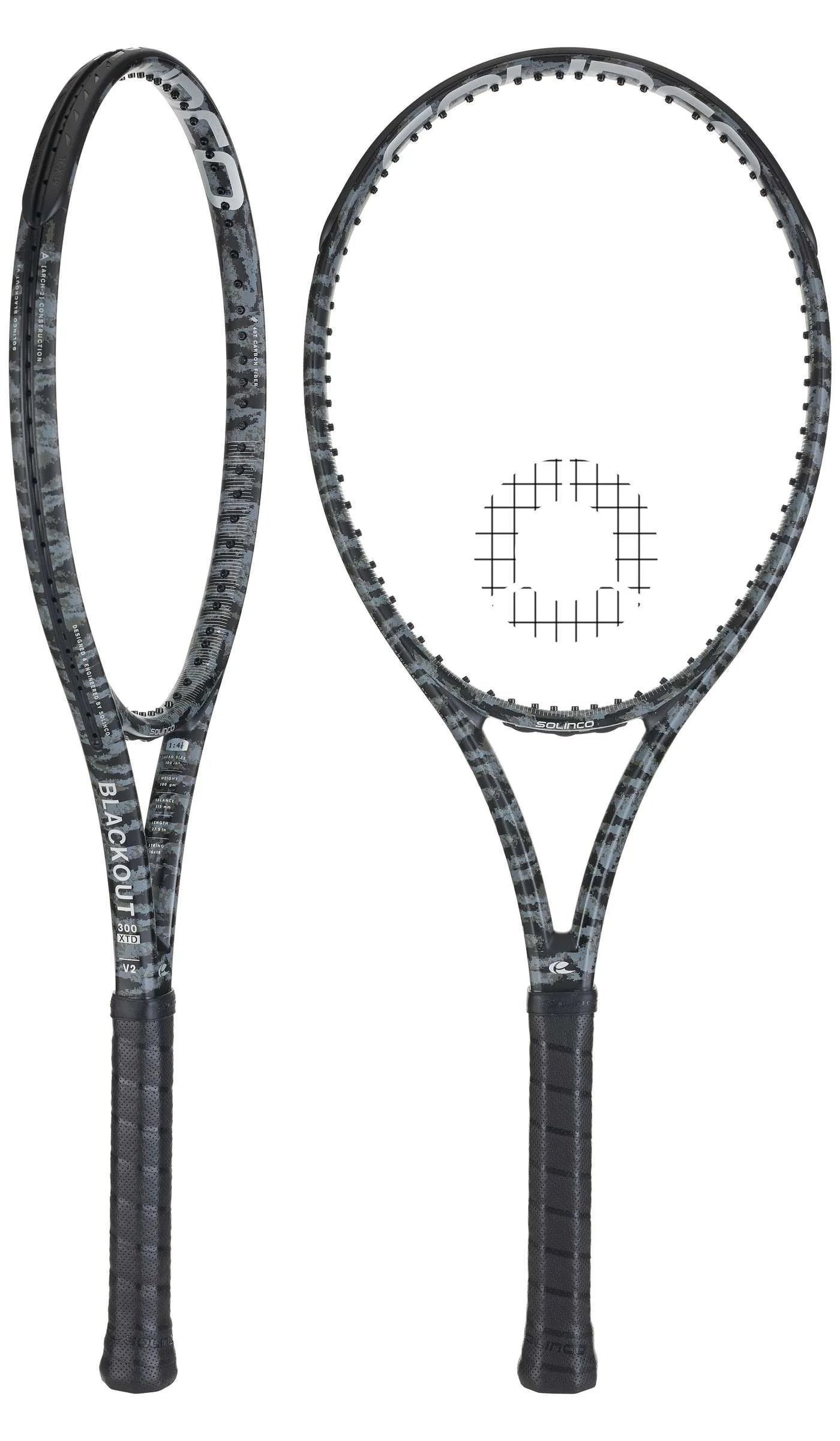 Raquete de tênis Solinco Blackout 300 XTD Camo V2