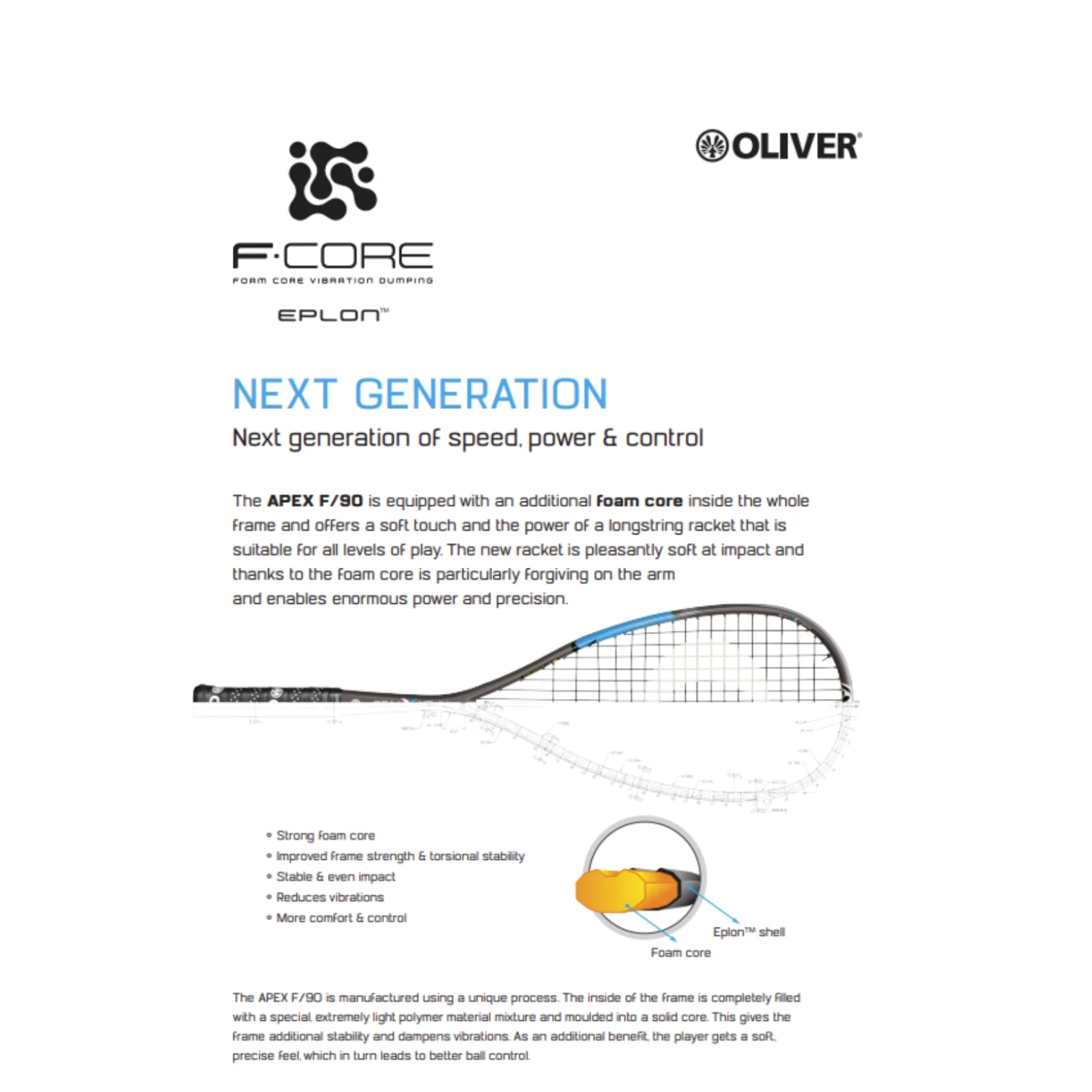 Oliver Apex F/90 squash racquet, photo 2