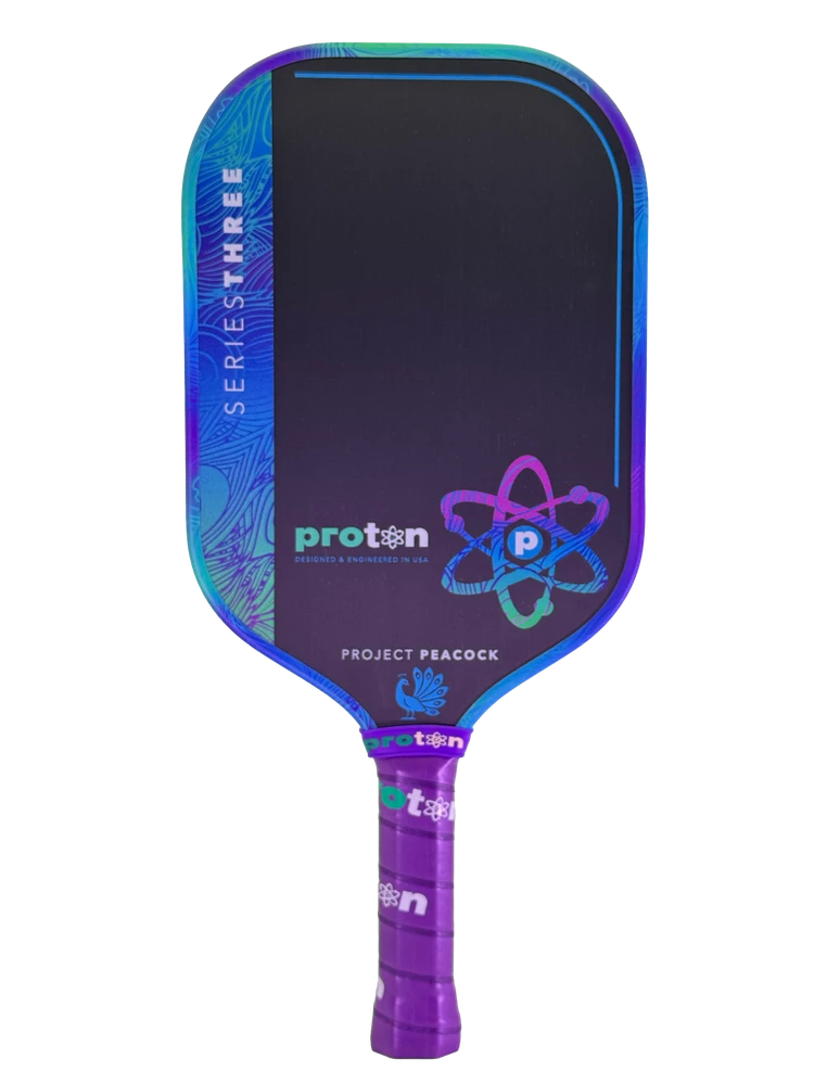 Raquete de pickleball Proton Series Three Project Peacock 13mm Elongated