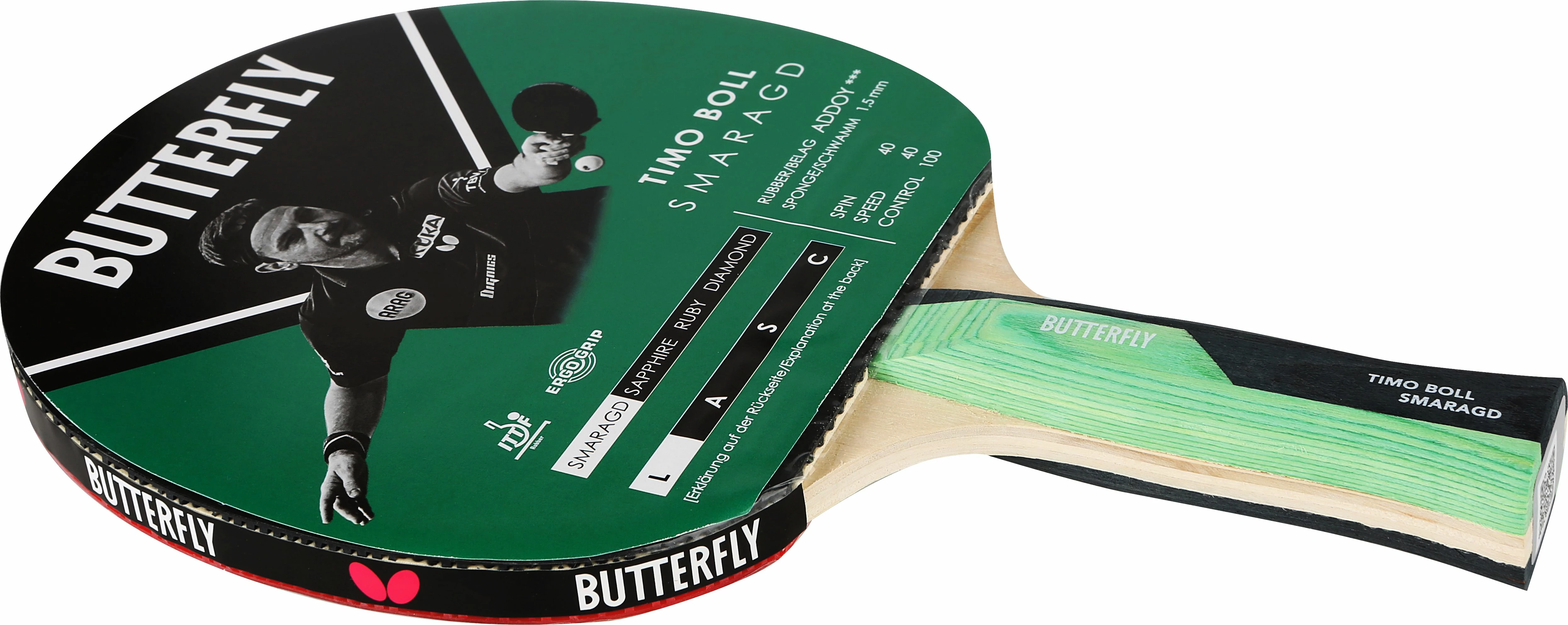 Raquete de tênis de mesa Butterfly Boll Smaragd