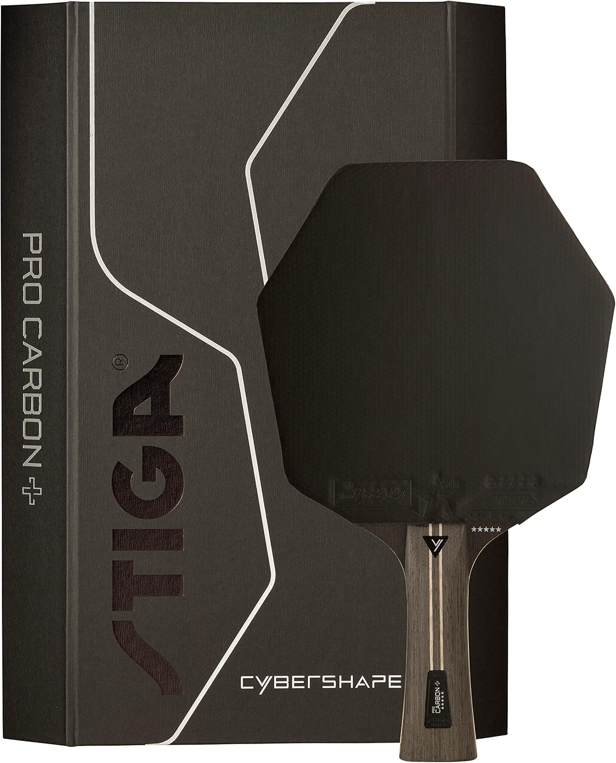 Raquete de tênis de mesa Stiga Pro Carbon+ Cybershape 5-Star