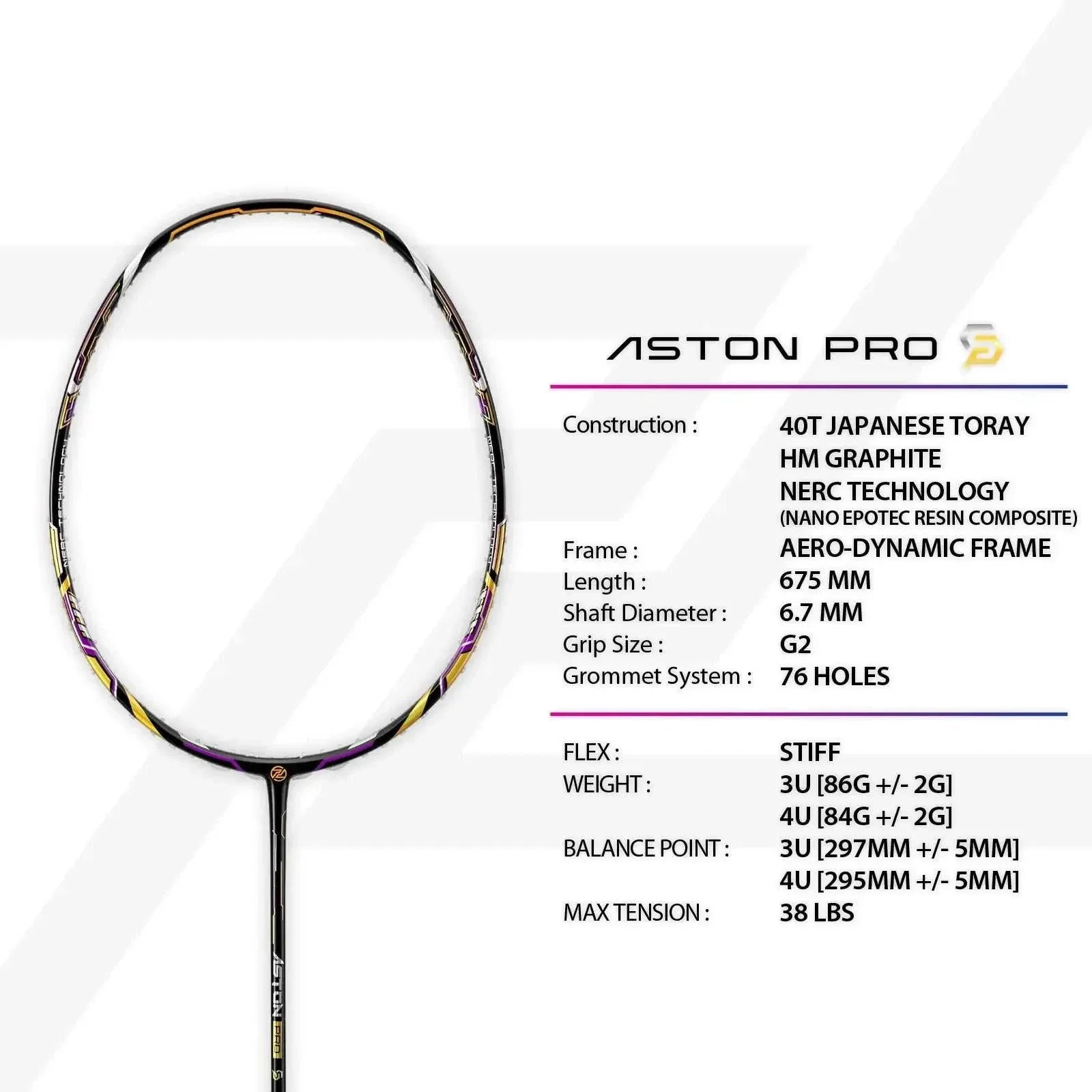 Raquete de badminton Protech Aston Pro