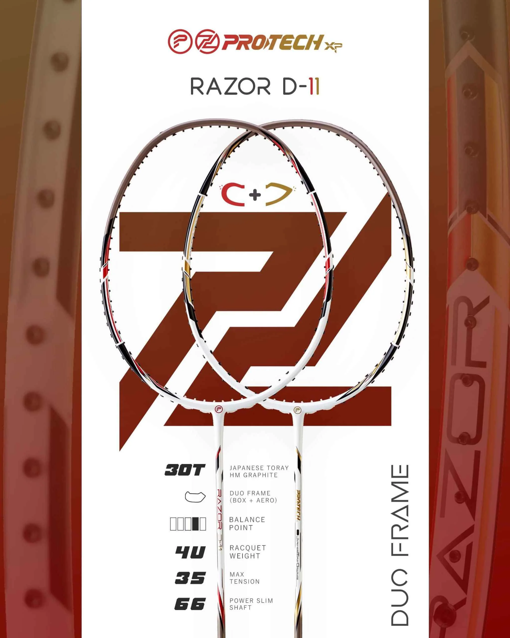 Raquete de badminton Protech Razor D-11, foto 2