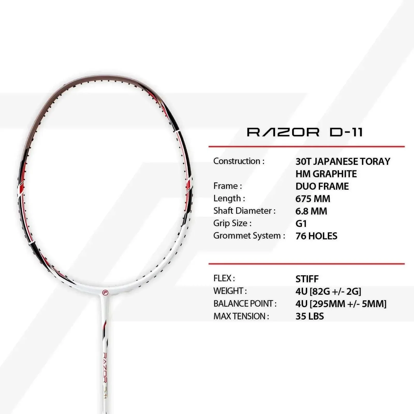 Raquete de badminton Protech Razor D-11