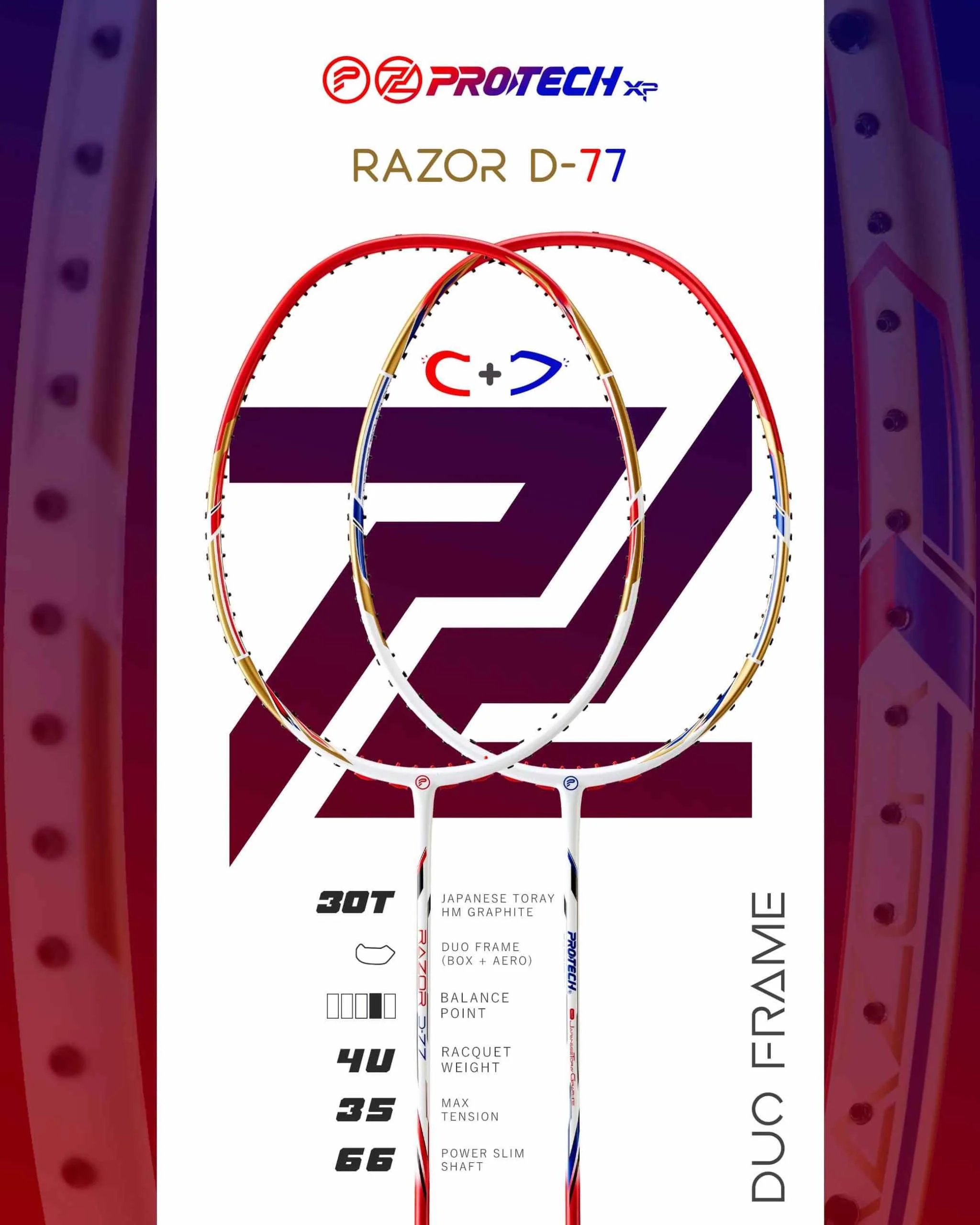 Raquete de badminton Protech Razor D-77, foto 2