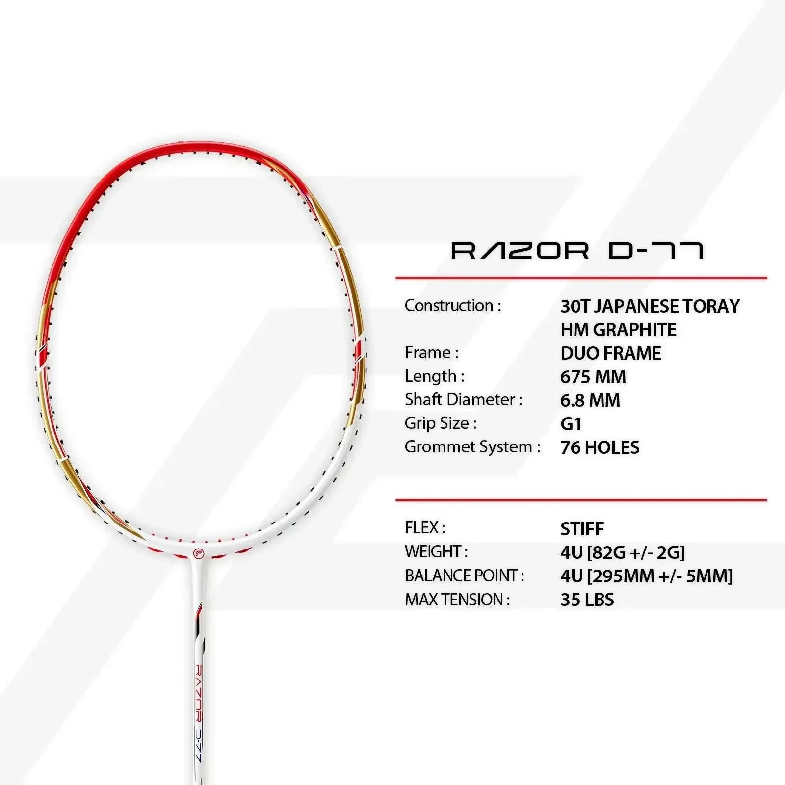 Raquete de badminton Protech Razor D-77