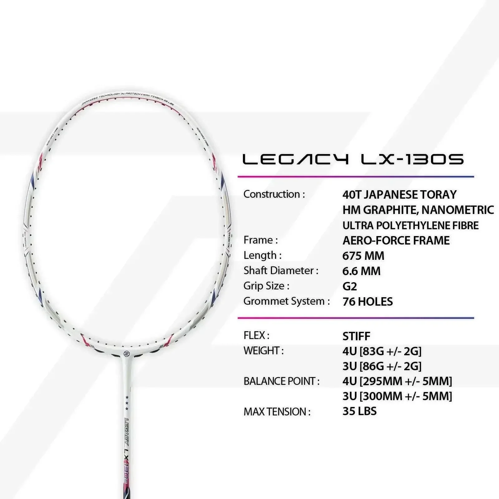 Raquete de badminton Protech Legacy LX-130S