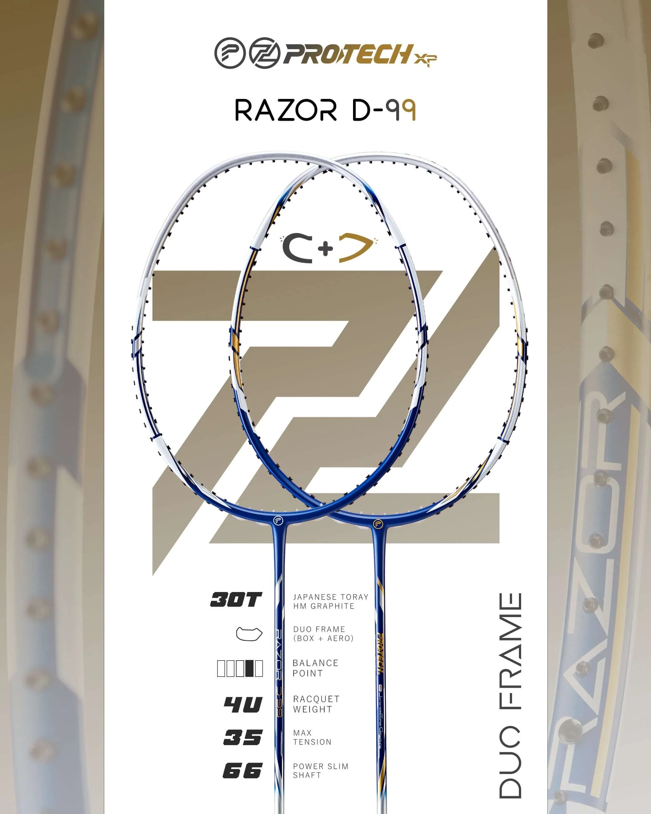 Raquete de badminton Protech Razor D-99, foto 2