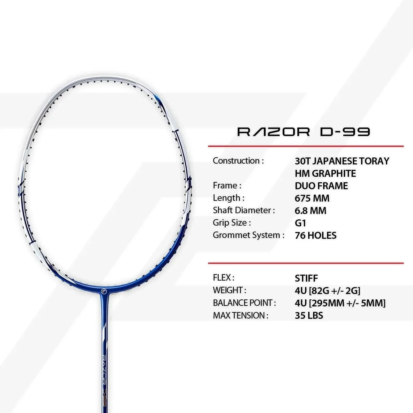 Raquete de badminton Protech Razor D-99