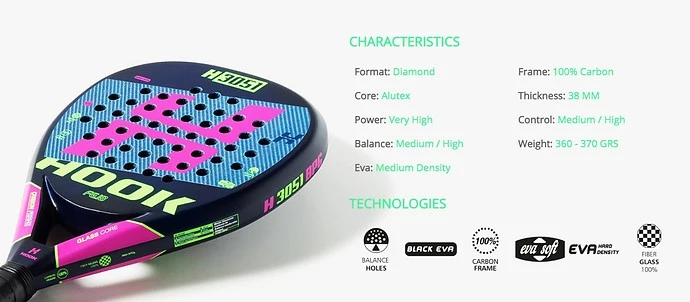 Raquete de padel Hook H3051 Fuchsia, foto 2