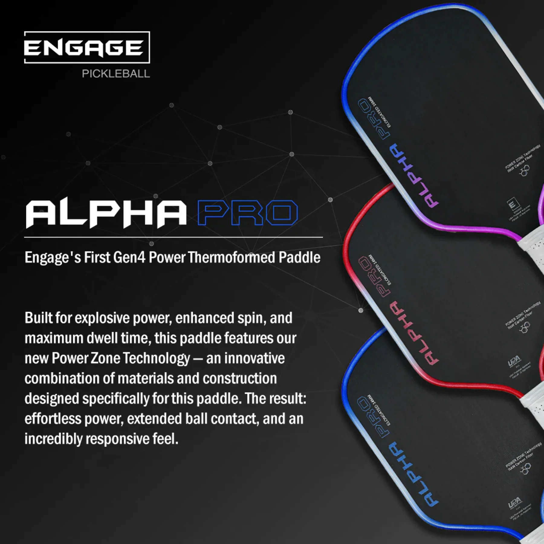 Raquete de pickleball Engage Alpha Pro 14mm Thermoformed Power and Spin, foto 2