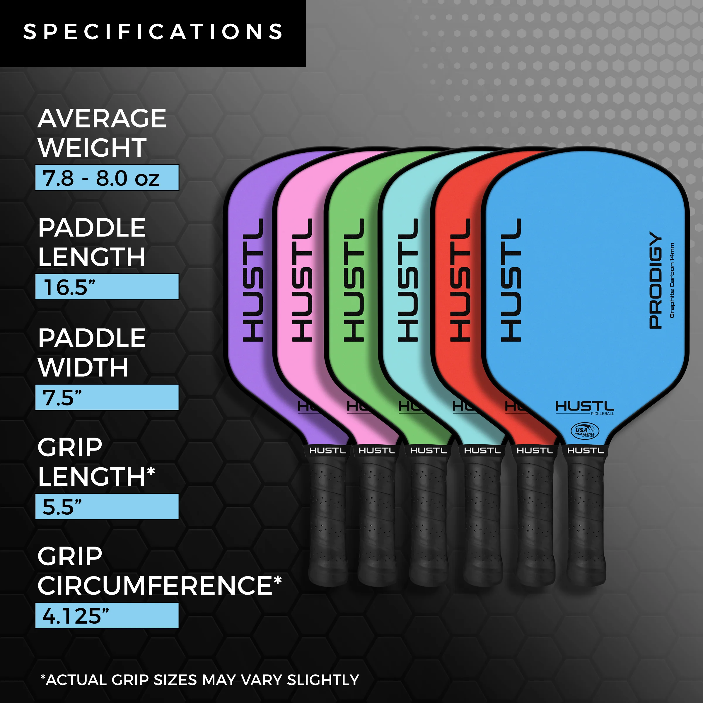 Raquete de pickleball HUSTL Prodigy 14mm Raw Carbon, foto 2