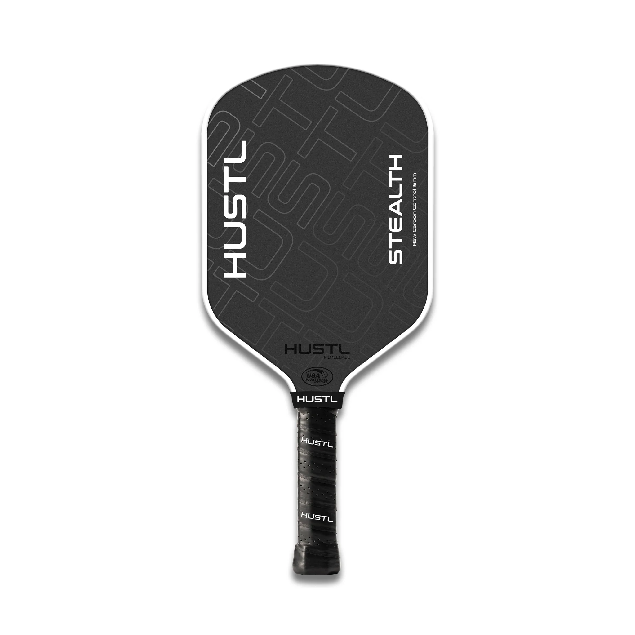 Raquete de pickleball HUSTL Stealth Raw Carbon 16mm White Edge