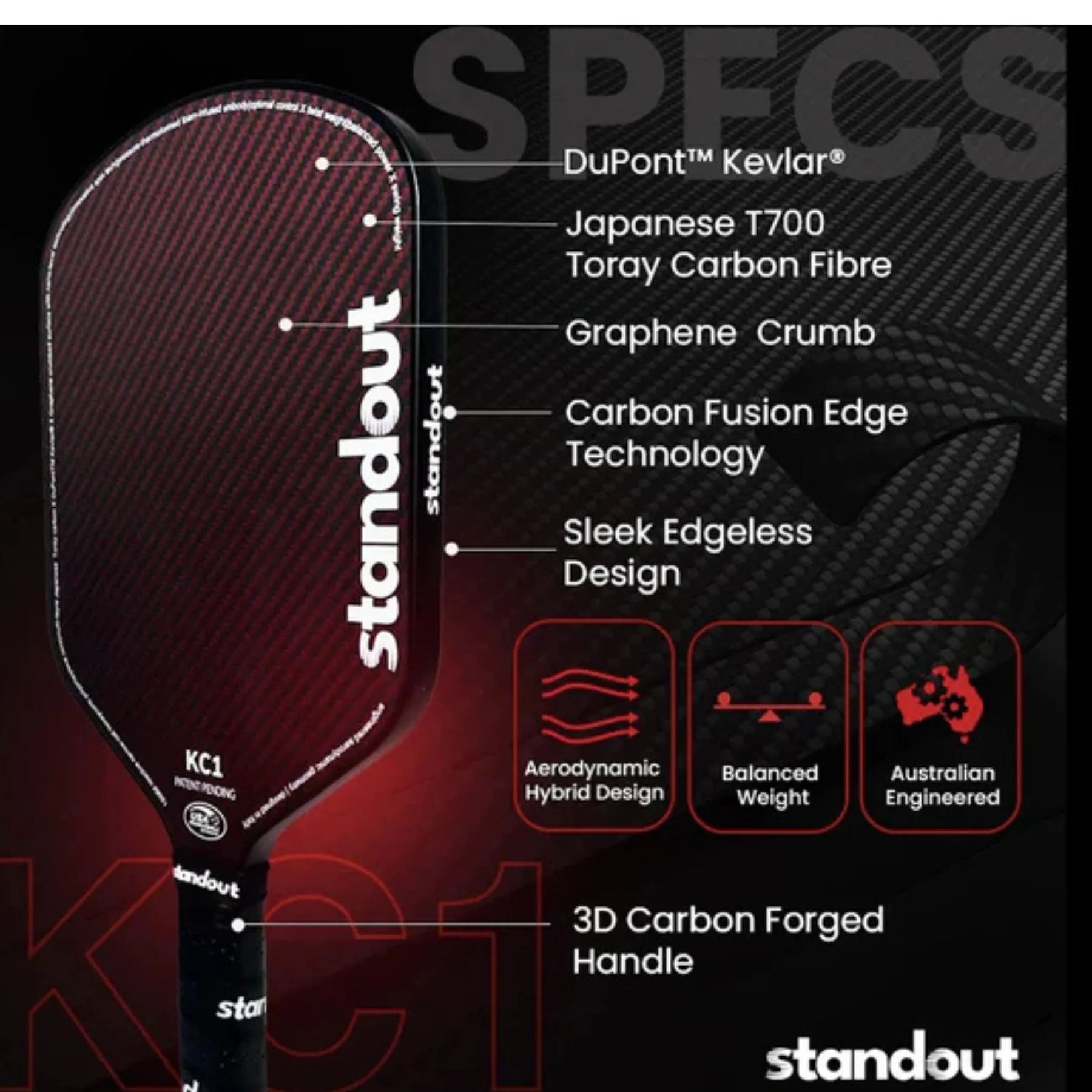 Raquete de pickleball Standout KC1, foto 2