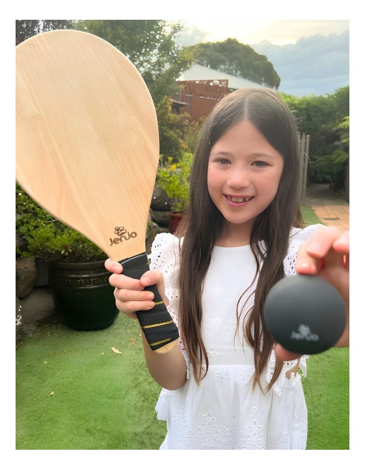 Raquete de frescobol Jenjo Hardwood Frescobol Beach Paddle Ball Set